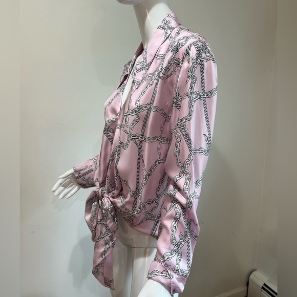 Zadig & Voltaire Toupy Twill Chaines Skull Printed Silk Tie Blouse Chain… - Picture 11 of 15